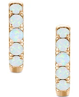 Opal Five Stone Small Hoop Earrings (1/2 ct. t.w.) in 10k Gold, 0.5"