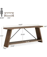 Tribesigns 70.9 Inches Extra Long Sofa Table Behind Couch, Industrial Entry Console Table with Storage for Hallway, Entryway, Living Room, Rustic Brow