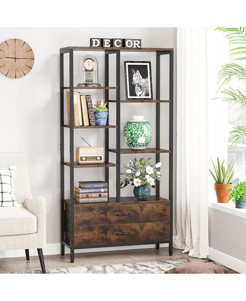 Tribesigns Bookshelf Bookcase, Modern Tall Bookcase with Drawers, 5