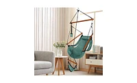 Slickblue Oxford Cloth Hanging Chair 100kg Capacity Seaside Courtyard Chair with Cup Holder & Wooden Stick