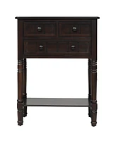 Slickblue Narrow Console Table, Slim Sofa Table with Three Storage Drawers and Bottom Shelf for Living Room, Easy Assembly