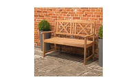 Slickblue Outdoor Fir Wood Garden Bench – X-Back Design in Burlywood Finish