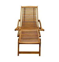 vidaXL Deck Chair with Footrest Solid Acacia Wood