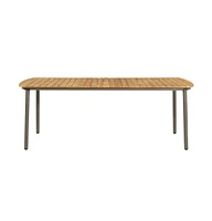 vidaXL Patio Table 78.7"x39.4"x28.3" Solid Acacia Wood and Steel