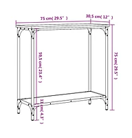 vidaXL Console Table Smoked Oak 29.5"x12"x29.5" Engineered Wood