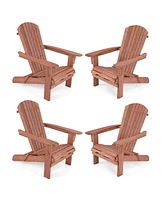 Costway Folding Adirondack Chair Set of with High Backrest & Wide Armrests Wooden