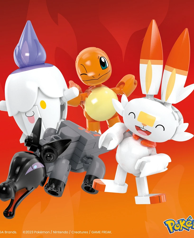 Pokemon Mega Fire-Type Team Building Toy Kit with 4 Action Figures, 105 Pieces