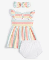 First Impressions Baby Girls Knit Gauze Striped Dress Set, Created for Macy's