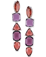 Guess Silver-Tone Mixed Color Crystal Linear Drop Earrings