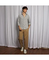 Men's Ash Grey Cubic-Seersucker Shirt