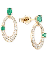 Ruby (5/8 ct. t.w.) & Diamond (1/3 Oval Doorknocker Drop Earrings 14k Gold (Also available Emerald Sapphire)