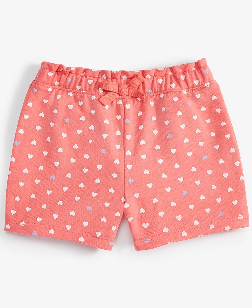 First Impressions Baby Girls Tonal Hearts Printed French Terry Shorts, Created for Macy's