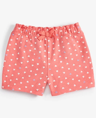 First Impressions Baby Girls Tonal Hearts Printed French Terry Shorts, Created for Macy's