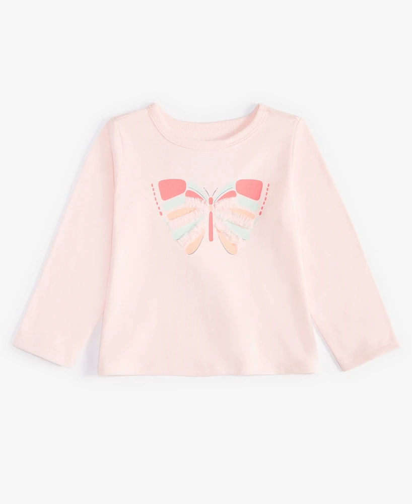 First Impressions Baby Girls Long-Sleeve Butterfly Graphic T-Shirt, Created for Macy's