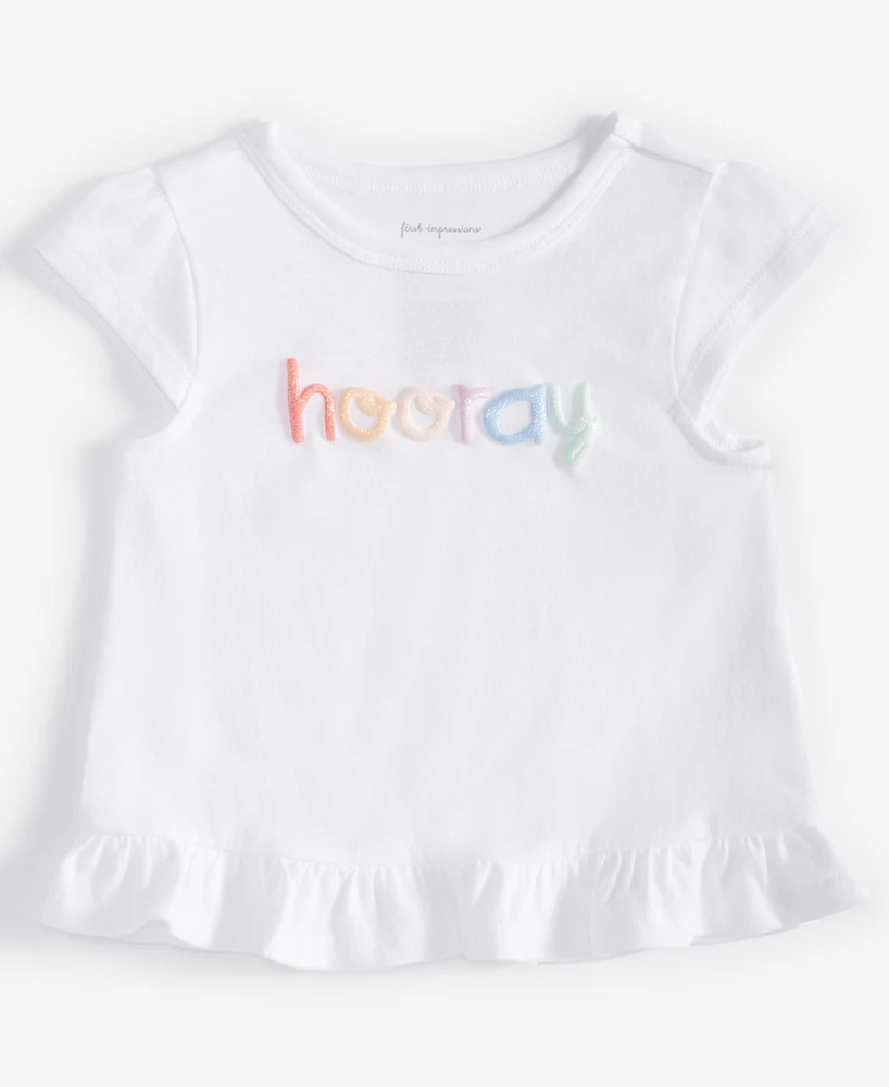 First Impressions Baby Girls Short-Sleeve Hooray Graphic T-Shirt, Created for Macy's