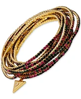 Guess Gold-Tone 10-Pc. Set Crystal & Stone Stretch Bracelets