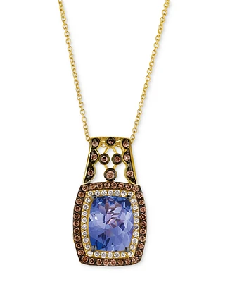 Le Vian Tanzanite (3-5/8 ct. t.w.) & Diamond (3/4 ct. t.w.) Double Halo 18" Pendant Necklace in 14k Gold