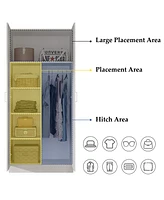 Famapy White 2-Doors Armoire Wardrobe with Hanging Rod and Storage Shelves