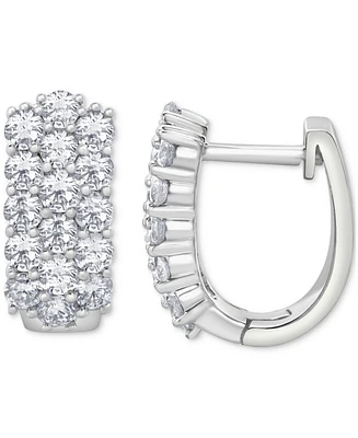 Diamond Triple Row Hoop Earrings (1 ct. t.w.) in 14k White Gold