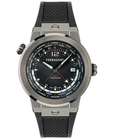 Ferragamo Men's Swiss F-80 Gmt Worldtime Silicone Watch 43mm