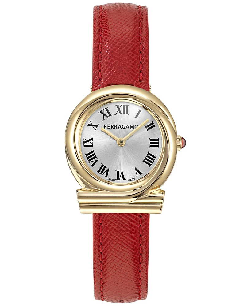 Ferragamo Women's Gancini Twisted Red Leather Strap Watch 28mm