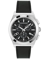 Ferragamo Men's Swiss Chronograph Vega Leather Strap Watch 42mm