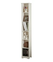 Kings Brand Furniture Mora 6 -Tier Tall Narrow Storage Shelves Media Bookcase, Slim Freestanding Bookshelf, White