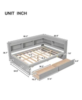 Slickblue Full Bed with L-Shaped Bookcases for Stylish Storage