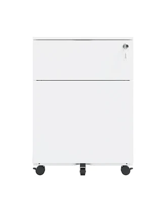 Slickblue 2-Drawer Mobile File Cabinet with Lock for Secure Steel Office Storage Solutions