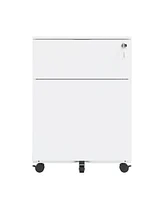 Slickblue 2-Drawer Mobile File Cabinet with Lock for Secure Steel Office Storage Solutions