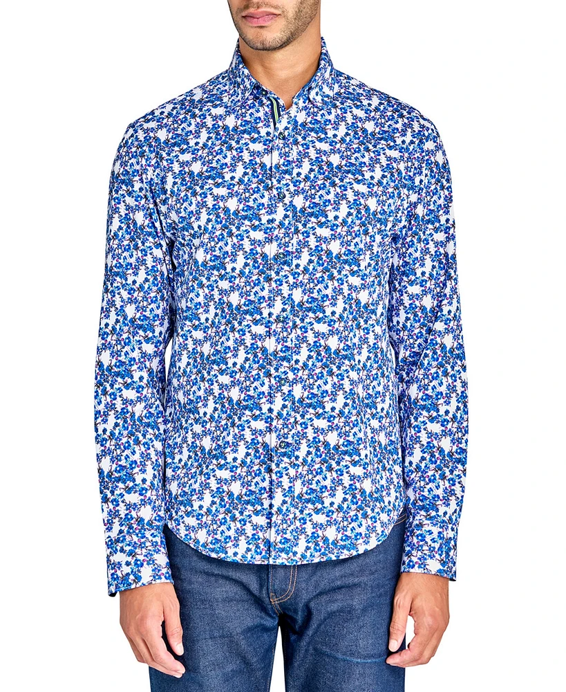 Society of Threads Men's Regular-Fit Non-Iron Performance Stretch Floral Button-Down Shirt