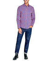 Society of Threads Men's Regular-Fit Non-Iron Performance Stretch Geo Print Button-Down Shirt