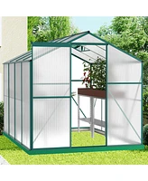 Slickblue 6' x 8' Heavy Duty Polycarbonate Greenhouse - Walk-in Outdoor Garden Greenhouse for Backyard Plants