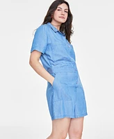 On 34th Women's Chambray Utility Romper, Created for Macy's