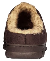 Weatherproof Men's Microsuede Puffer Clog with Tipped Shearling Faux Fur Lining Indoor-Outdoor Sole Slipper