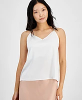 On 34th Women's Satin V-Neck Inset-Panel Tank, Created for Macy's