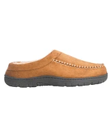 Weatherproof Men's Microsuede Clog with Curly Faux Shearling Lining and Non-Slip Indoor-Outdoor Sole Slipper