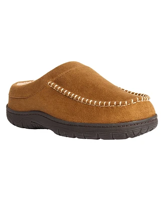 Weatherproof Men's Microsuede Clog with Curly Faux Shearling Lining and Non-Slip Indoor-Outdoor Sole Slipper