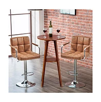 Yaheetech 2PCS Pu Leather Swivel Stools Adjustable Kitchen Chairs
