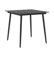 vidaXL Patio Dining Table Black 31.5"x31.5"x29.1" Steel and Glass