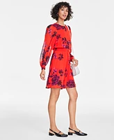 On 34th Women's Floral-Print Long-Sleeve Mini Dress, Exclusively at Macy's