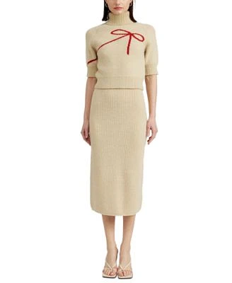 En Saison Merril Bow Print Turtleneck Sweater Merril Pencil Skirt