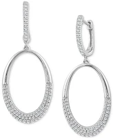 Diamond Pave Oval Drop Earrings (1/2 ct. t.w.) in 14k White Gold