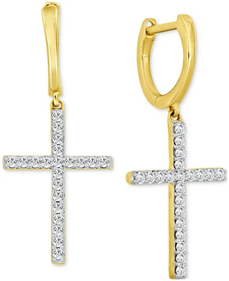 Diamond Cross Drop Earrings (1/4 ct. t.w.) in 10k Gold