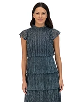 Vince Camuto Women's Metallic Crinkled Tiered Dress