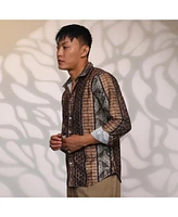Men's Chocolate Brown Folk Print Shirt