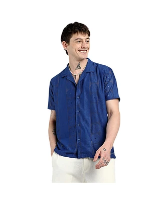 Campus Sutra Men's Indigo Blue Mandala Shirt