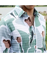 Campus Sutra Men's Pistachio Green & Ash Grey Abstract Tulip Shirt