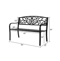 Slickblue 50'' Iron & Pvc Outdoor Bench – Durable Courtyard Park Seating for Leisure and Relaxation