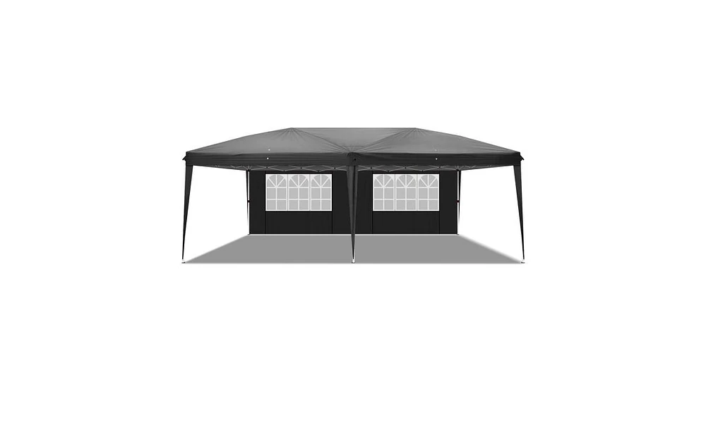 Slickblue Four Windows Practical Waterproof Folding Tent Black